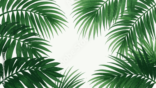 Coastal Greens in Wash palm isolated watercolor vector illustration svg