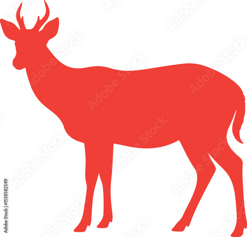 Axis Deer Chital in silhouette purw white background.