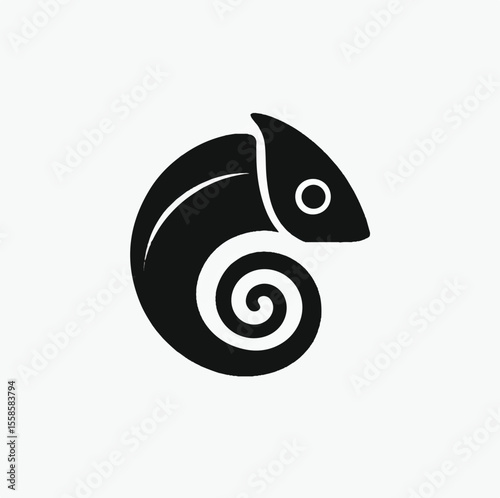 Minimalist Black Chameleon Logo – Modern Vector Silhouette Design for Branding