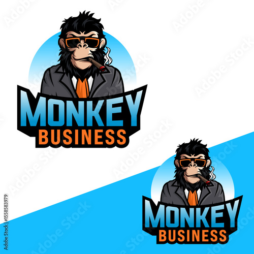 Monkey mascot logo vector. Animal vector illustration. Geek monkey logo. Chimpanzee vector logo design Free Vector and Free SVG