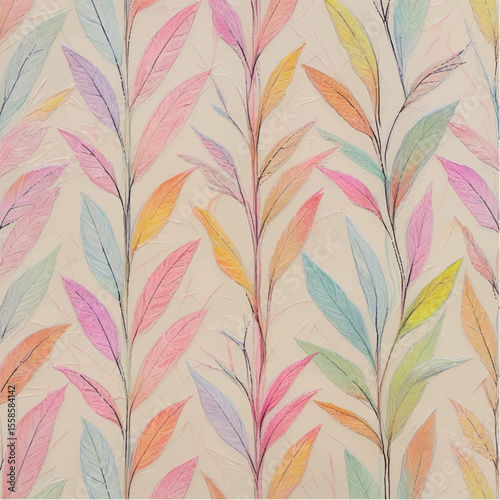 Seamless floral pattern with leaves, a vintage vector illustration for spring and summer decor