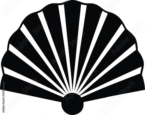 japanese fan silhouette, folding fan vector, traditional hand fan