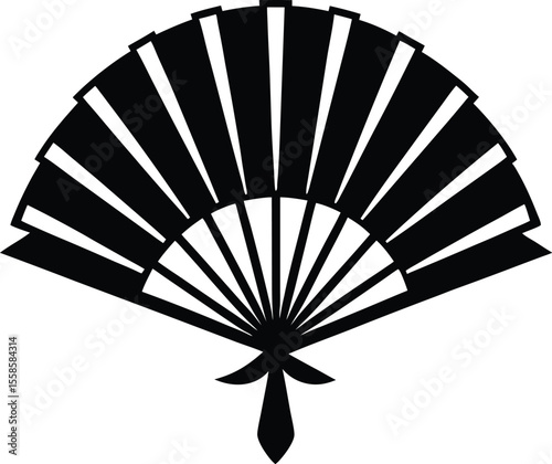 japanese fan silhouette, folding fan vector, traditional hand fan