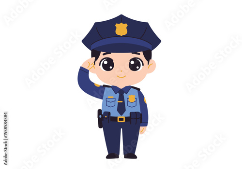 Cartoon illustration of a saluting police officer in uniform