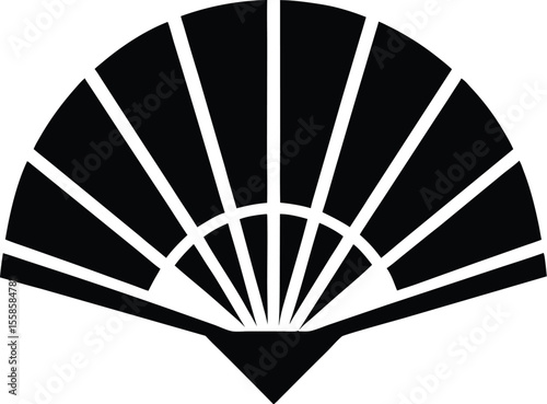 japanese fan silhouette, folding fan vector, traditional hand fan