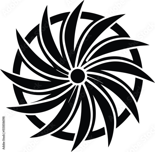 electric  fan silhouette, propeller fan vector, cooling device silhouette