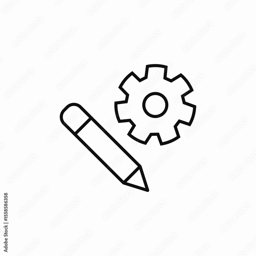 pen configuration gear icon sign vector