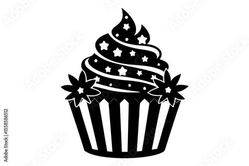 4th july cupcake  silhouette vector