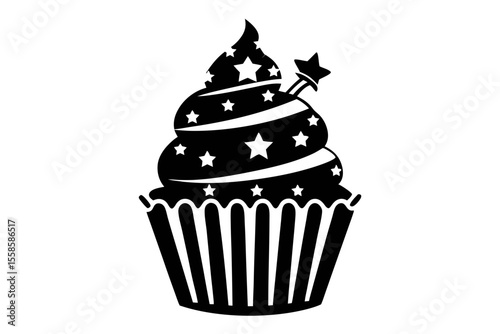4th july cupcake  silhouette vector