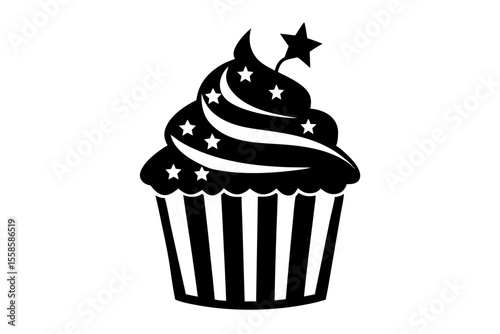 4th july cupcake  silhouette vector