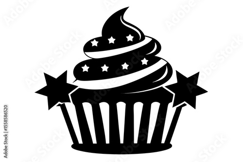 4th july cupcake  silhouette vector
