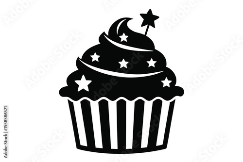 4th july cupcake  silhouette vector