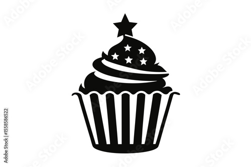 4th july cupcake  silhouette vector