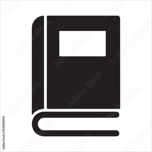 Simple Black Book Icon: Minimalist, Modern, and Clean Design for Education or Literature. silhouette