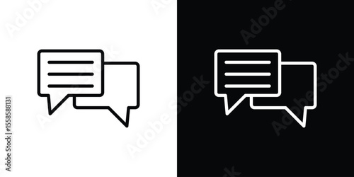 Text chat icon. Isolated object on a black and white background.