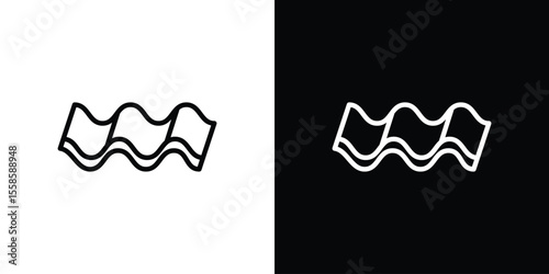 Roof tile icon. Isolated object on a black and white background.