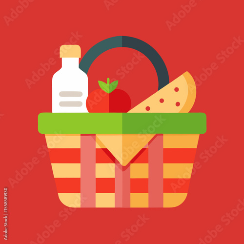A healthy shopping basket brimming with fresh fruits, vegetables, and groceries