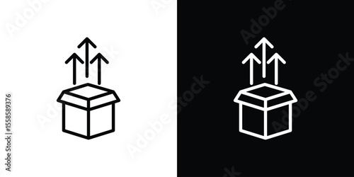 Product release icon. Isolated object on a black and white background.