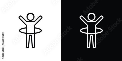 People Hula hop icon. Isolated object on a black and white background.