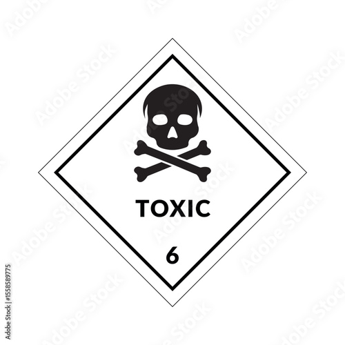 Hazardous Material Toxic Gas Vector Label Placard Class 6. Poison Warning Sign for Packages, Outdoor Design.	
