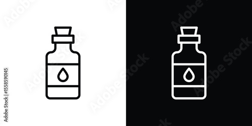 Massage oil icon. Isolated object on a black and white background.