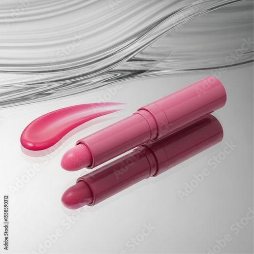 pink lipstick on white background