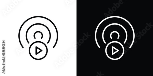 Livestream icon. Isolated object on a black and white background.