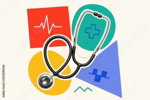 Stethoscope and medical symbols illustrating healthcare concepts, emphasizing the importance of holistic patient care and modern health technology.