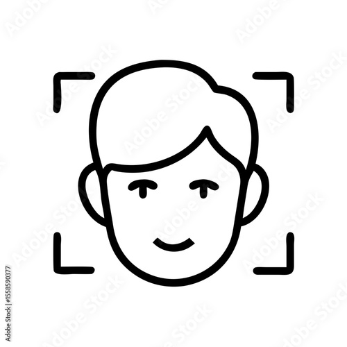 Face Recognition Scan Icon – Minimal Line Art Biometric Illustration