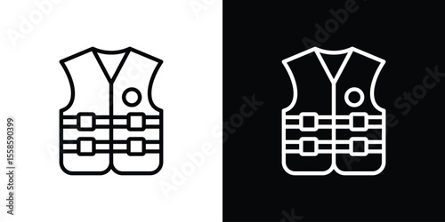 Lifejacket icon. Isolated object on a black and white background.
