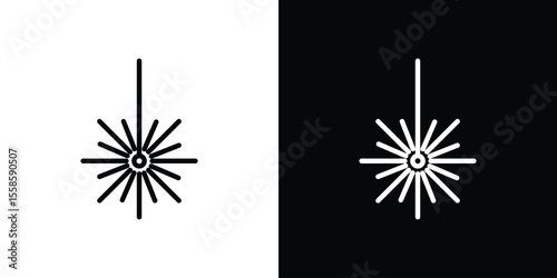 Laser beam icon. Isolated object on a black and white background.