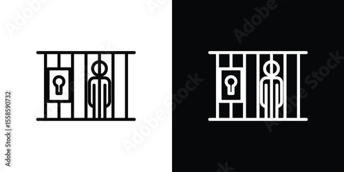 Jail icon. Isolated object on a black and white background.