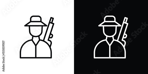 Hunter icon. Isolated object on a black and white background.