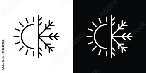 Hot and cold icon. Isolated object on a black and white background.
