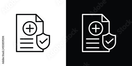Health insurance icon. Isolated object on a black and white background.