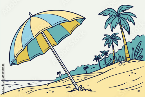 Hand-Drawn Beach Umbrella Illustration