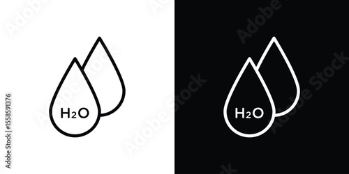 H2o icon. Isolated object on a black and white background.