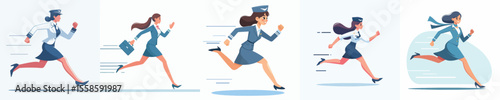 flight attendant character vector running