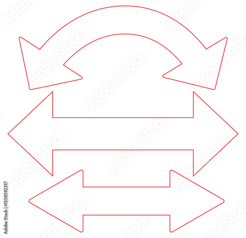 Set of a Dual arrow icon. Two side arrows icon. Double arrow icon set. Vector illustration of blue, red and blue dual arrow. Stock image.