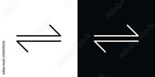 Double arrow icon. Isolated object on a black and white background.