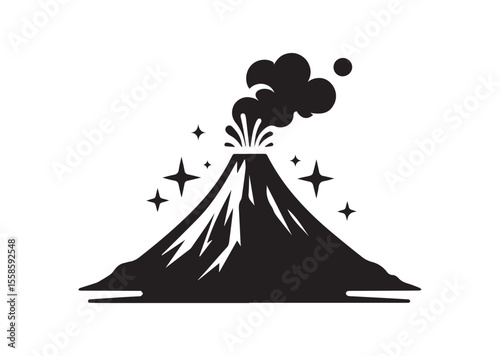 Volcano Silhouette Vector, Volcano Icon Design