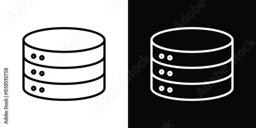 Cylinder database icon. Isolated object on a black and white background.