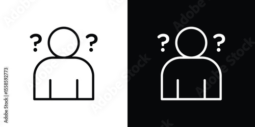 Curious human icon. Isolated object on a black and white background.