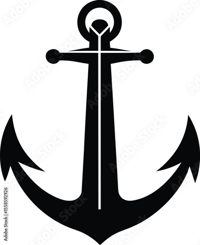 anchor silhouette vector, nautical anchor icon, marine symbol design