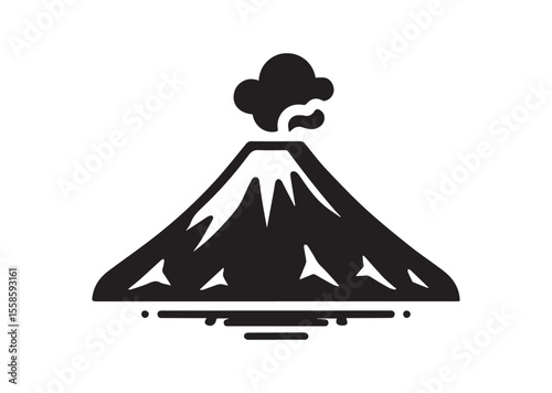 Volcano Silhouette Vector, Volcano Icon Design