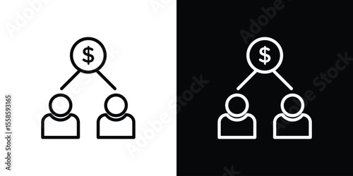Consolidation icon. Isolated object on a black and white background.