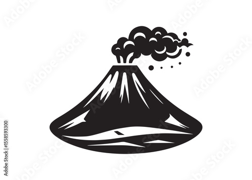 Volcano Silhouette Vector, Volcano Icon Design