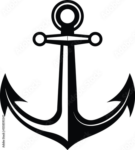 anchor silhouette vector, nautical anchor icon, marine symbol design