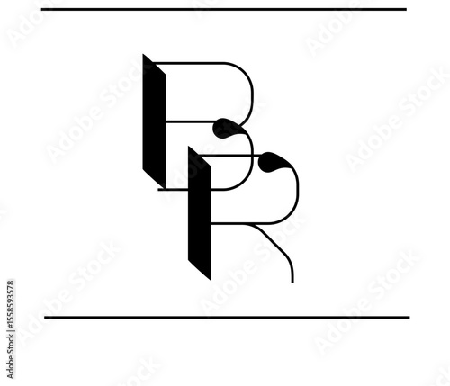 Minimalist RB Monogram – Overlapped Calligraphy Letters Logo, Luxury RB Alphabet Logo – Elegant R and B Emblem in Script Style