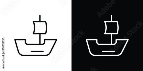 Caravel icon. Isolated object on a black and white background.